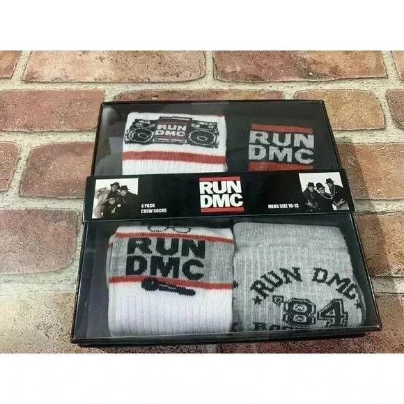 New Men’s Hip Hop Group Run Dmc 4 pack crew socks 10-13 - Picture 2 of 5